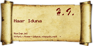 Haar Iduna névjegykártya